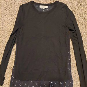 LOFT Sweater Blouse faux layered Black White Small